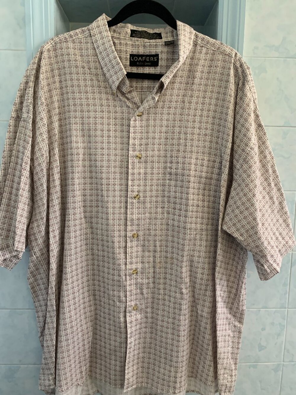 NWOT REED JAMES Loafers 3X Wrinkle Resistant Cream Patterned Cotton Blend Shirt